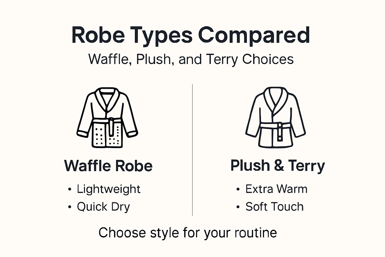 Infographic comparing waffle, plush, and terry robes