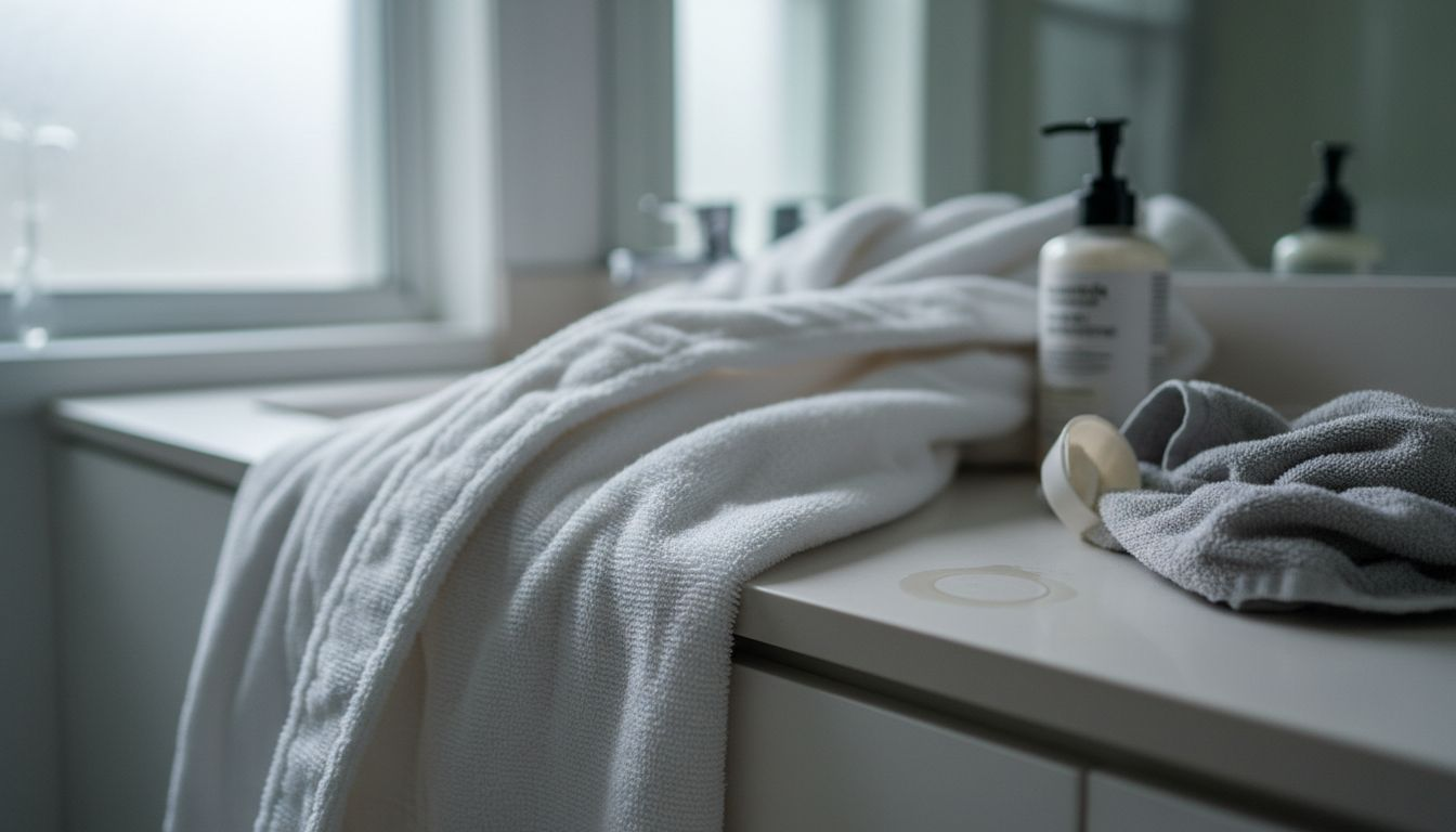 Close-up of textured cotton bathrobe fabric