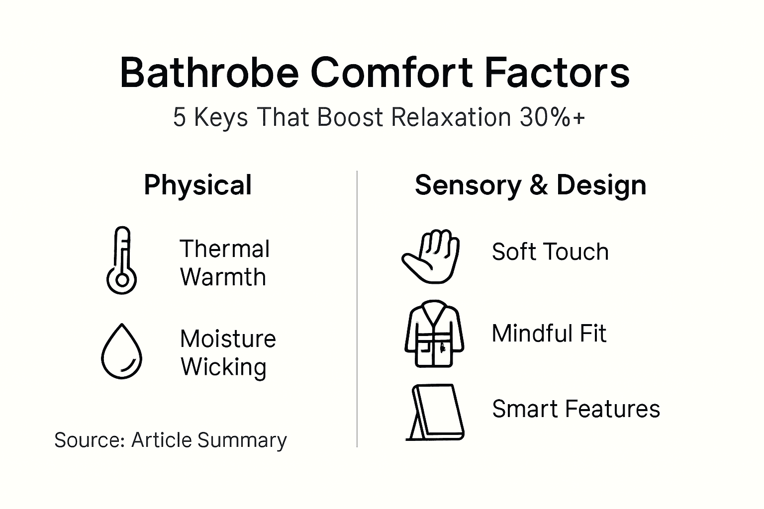 Infographic showing 5 bathrobe comfort factors