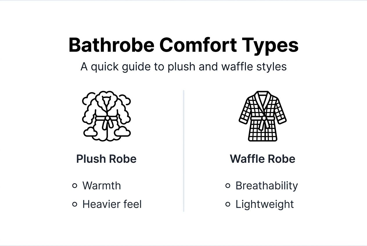 Infographic comparing plush and waffle bathrobes