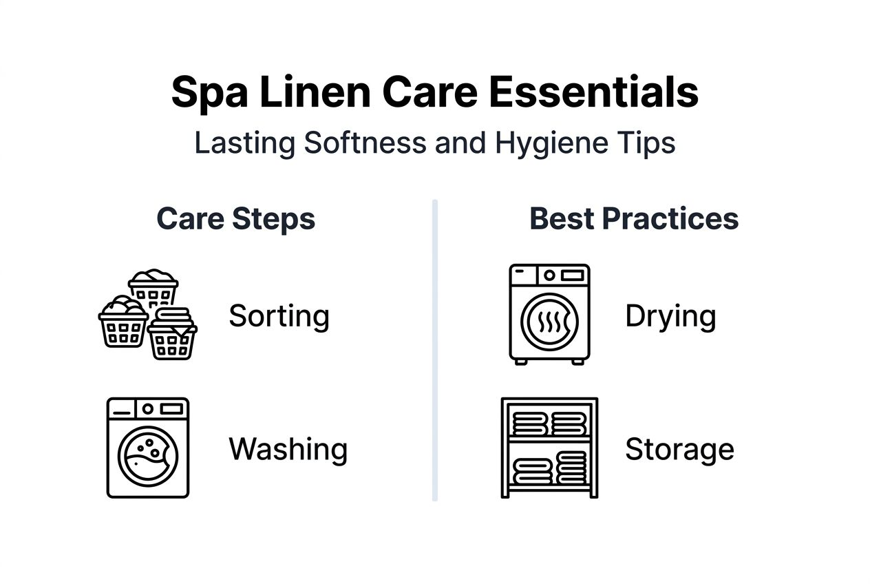 Infographic showing spa linen care steps and practices