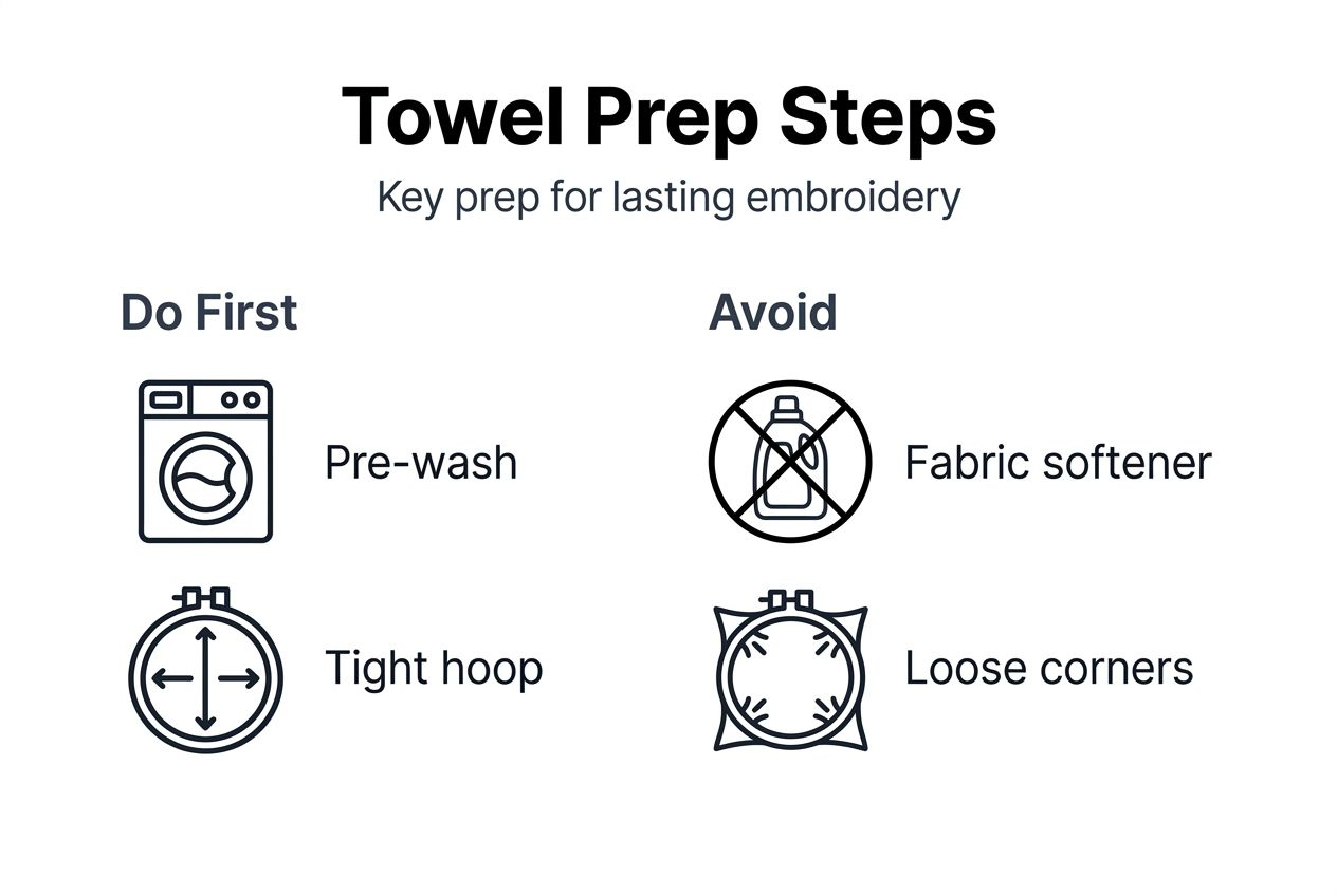 Infographic showing towel embroidery preparation steps