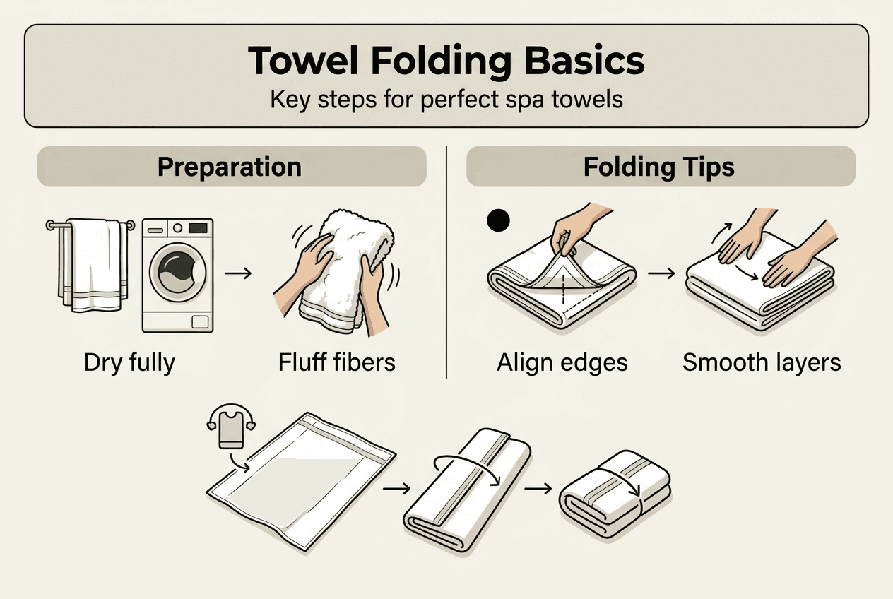 Infographic showing towel folding fundamentals