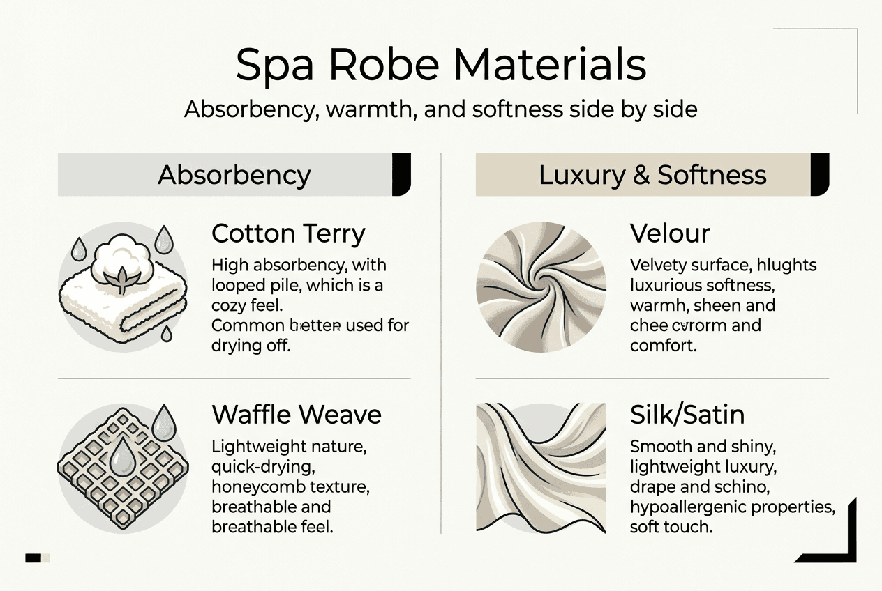 Infographic comparing spa robe materials