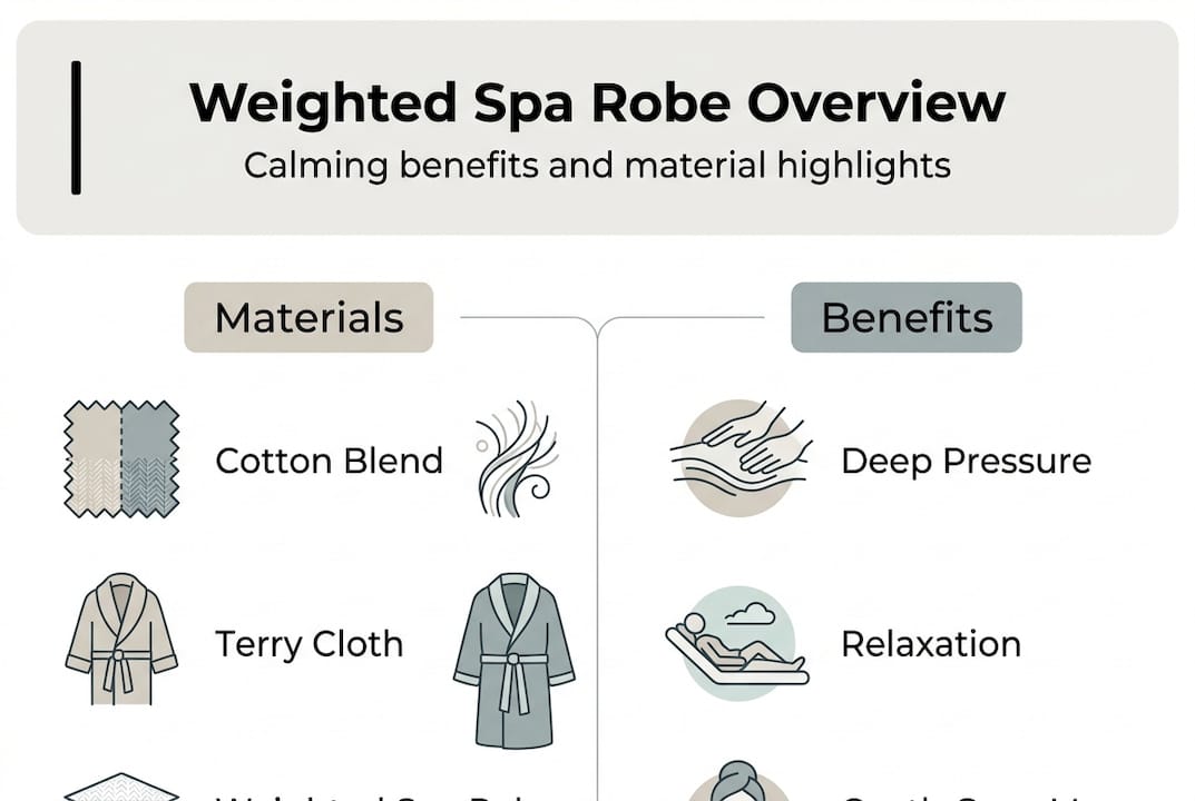 Infographic summarizing weighted spa robe benefits and features