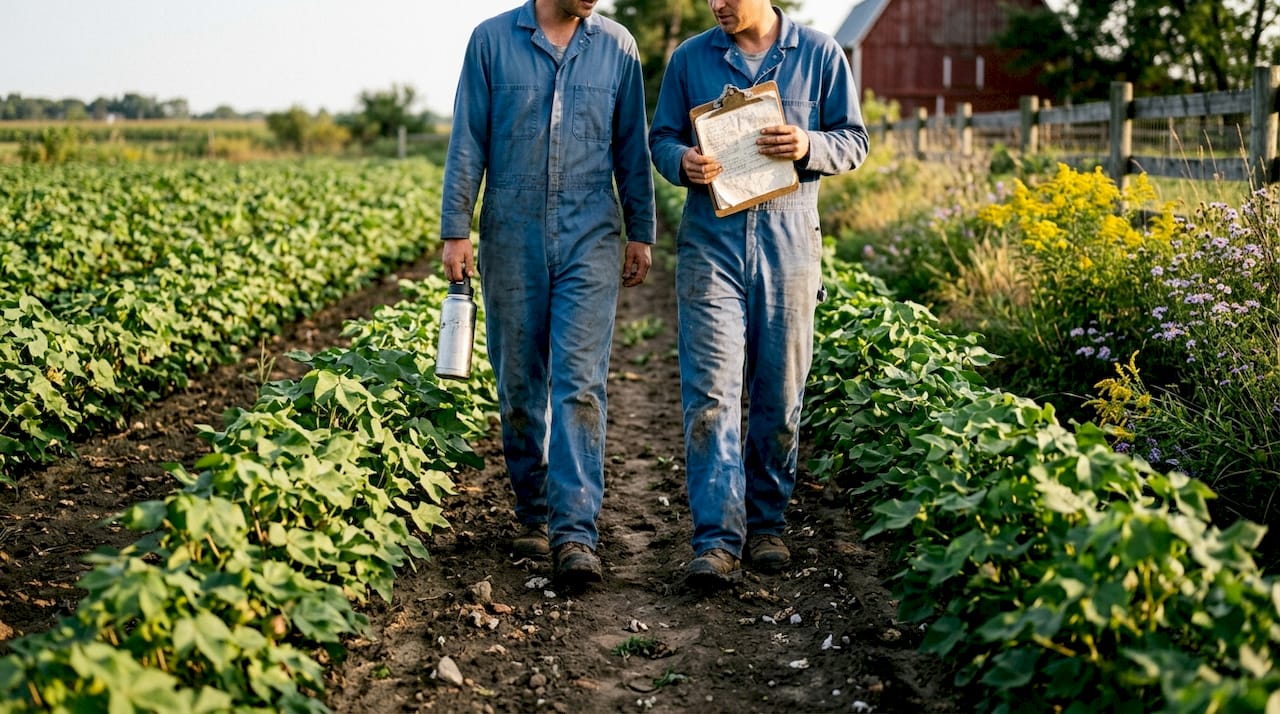 Organic cotton farmers in sustainable field