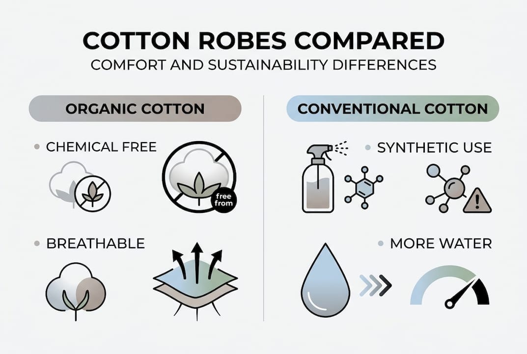 Infographic comparing organic and conventional cotton robes