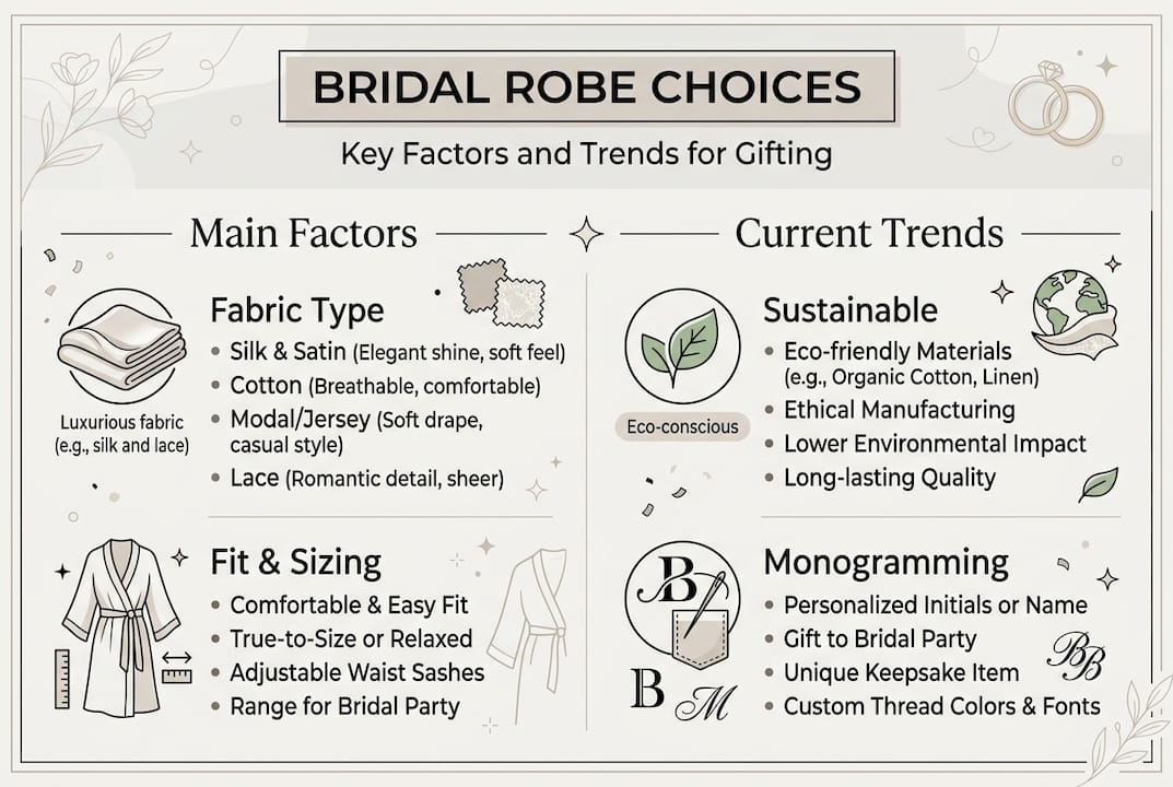 Infographic on bridal robe selection factors and trends