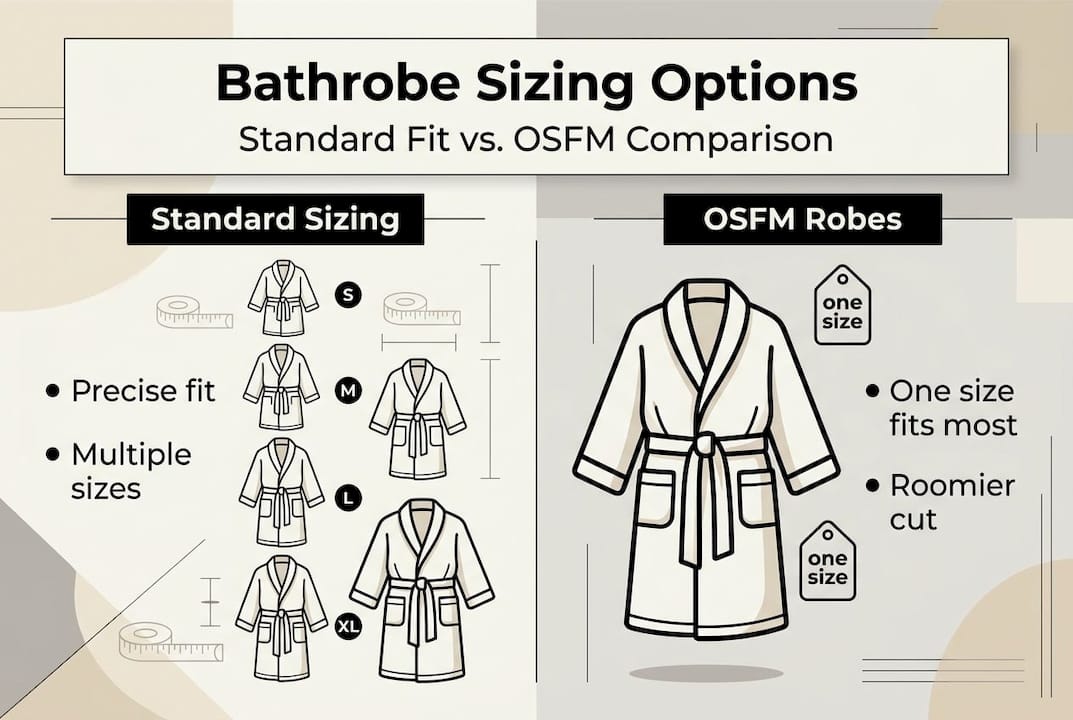 Infographic comparing bathrobe sizing systems