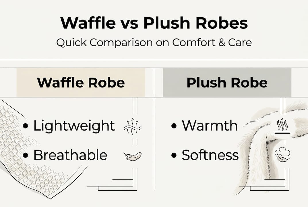 Infographic comparing waffle and plush robes features