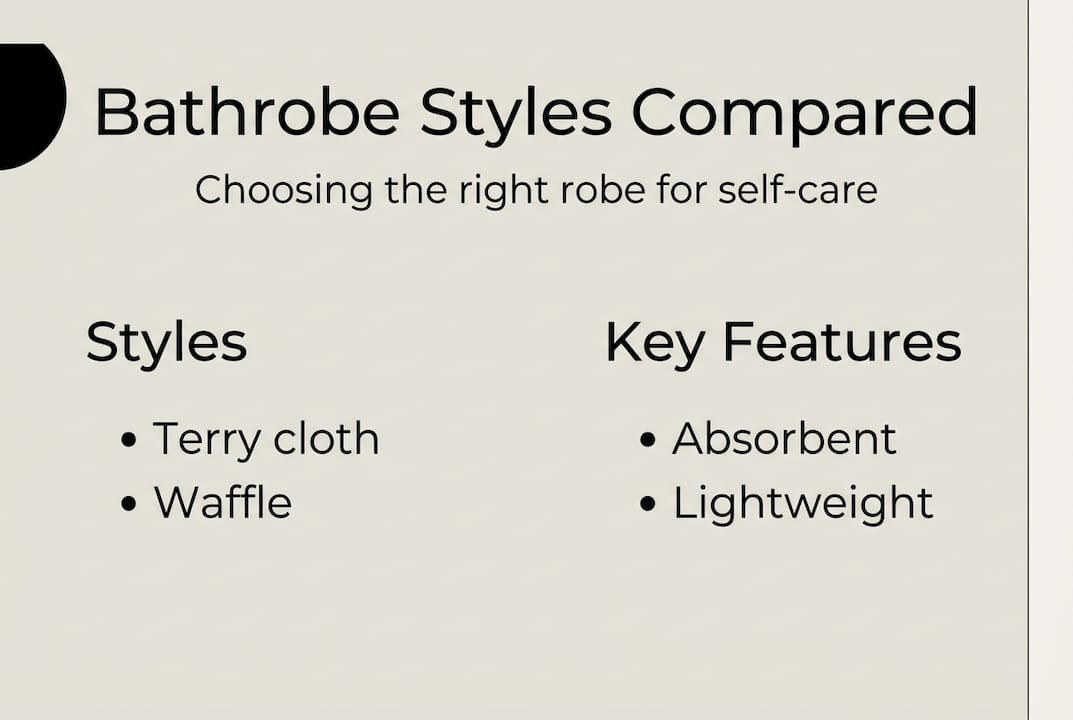 Infographic comparing bathrobe styles and features