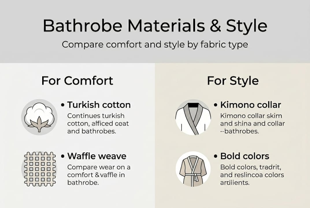Infographic comparing bathrobe materials and style