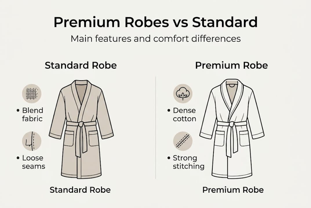 Infographic comparing premium vs standard robe features