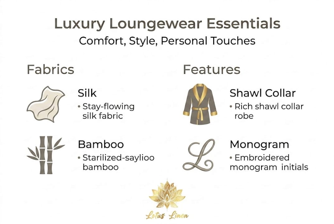 Infographic of key luxury loungewear materials and features