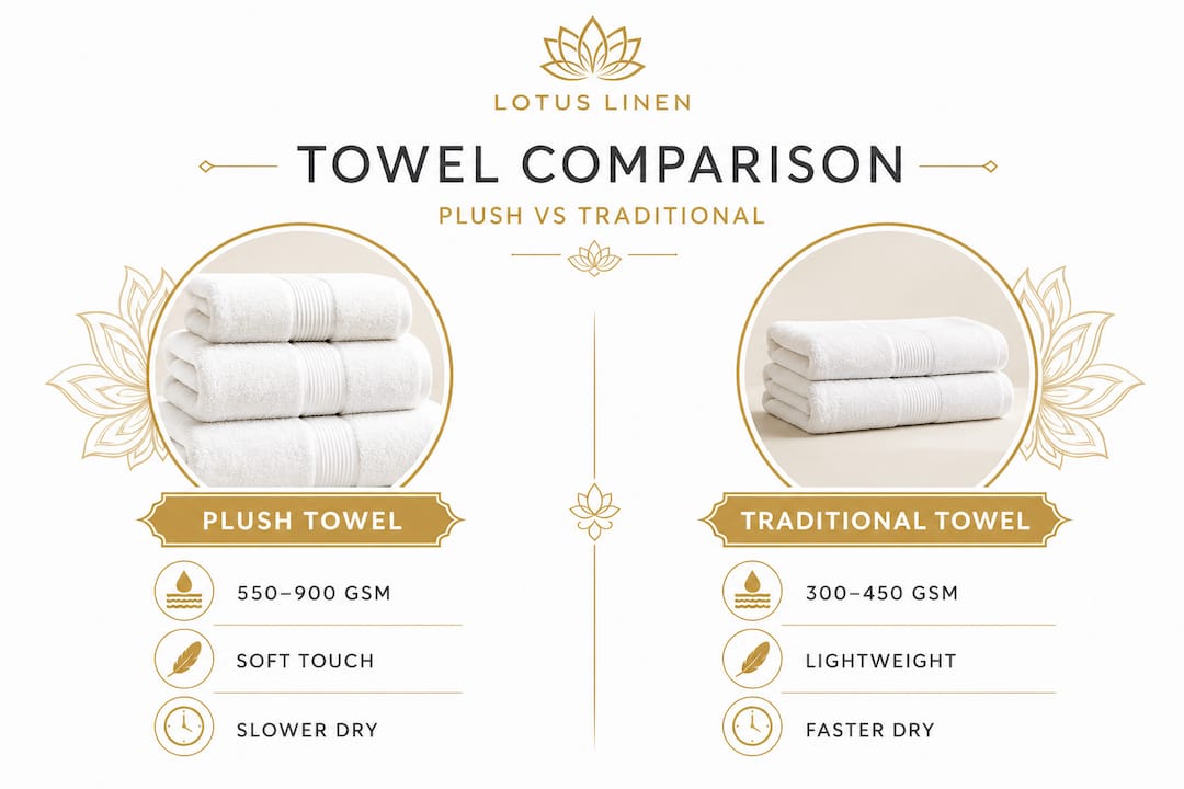 Infographic comparing plush and traditional towels