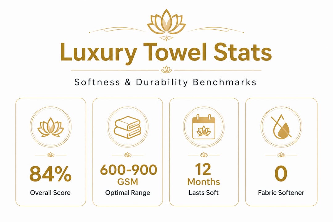 Infographic showing luxury towel softness and durability stats