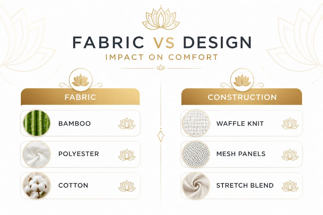 Infographic comparing loungewear fabric and construction