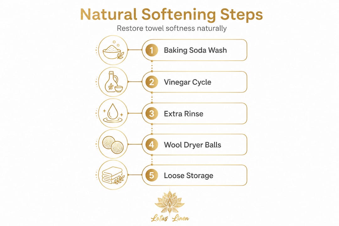 Infographic of natural towel softening steps