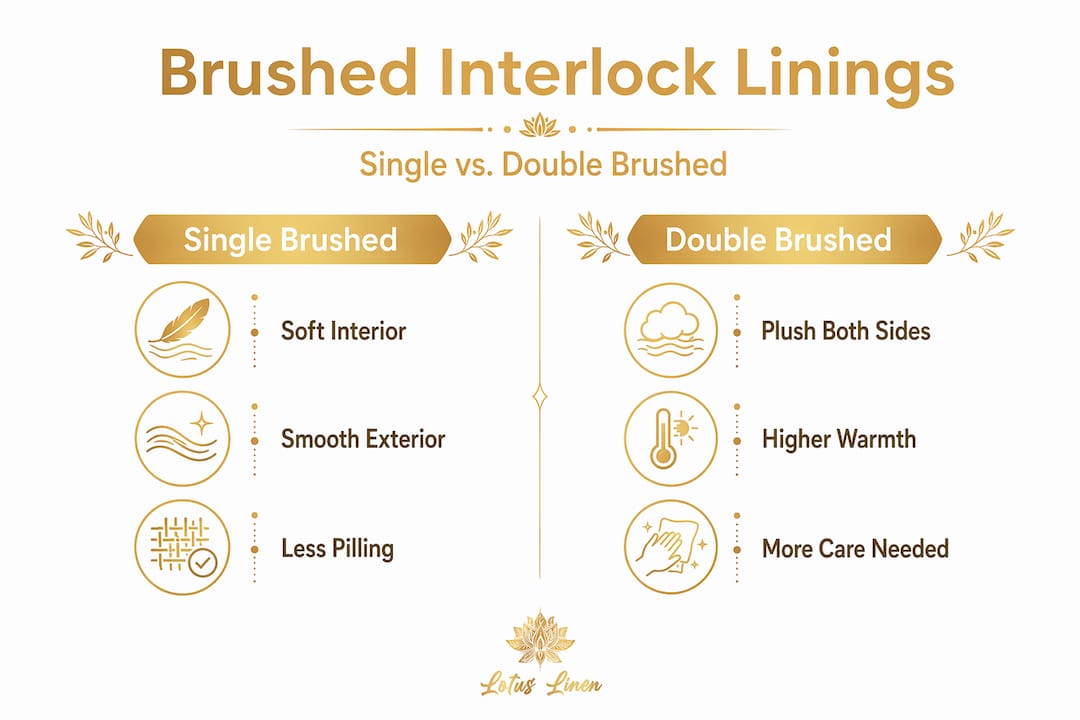 Infographic comparing single and double brushed linings