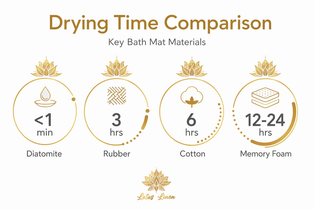 Infographic comparing bath mat material drying times