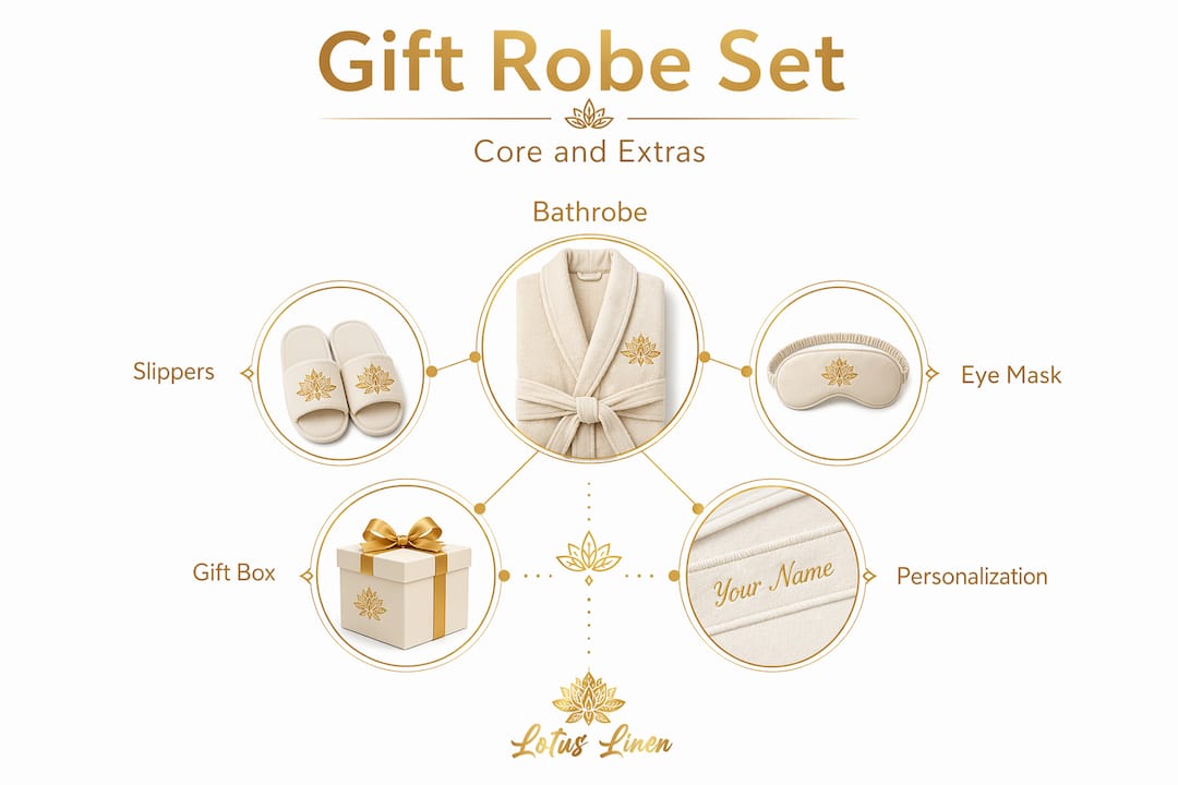 Infographic showing core components of a gift robe set