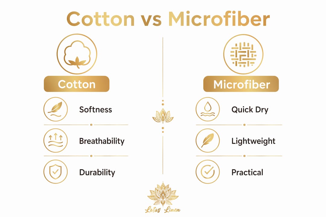 Infographic comparing cotton and microfiber towel gifting features