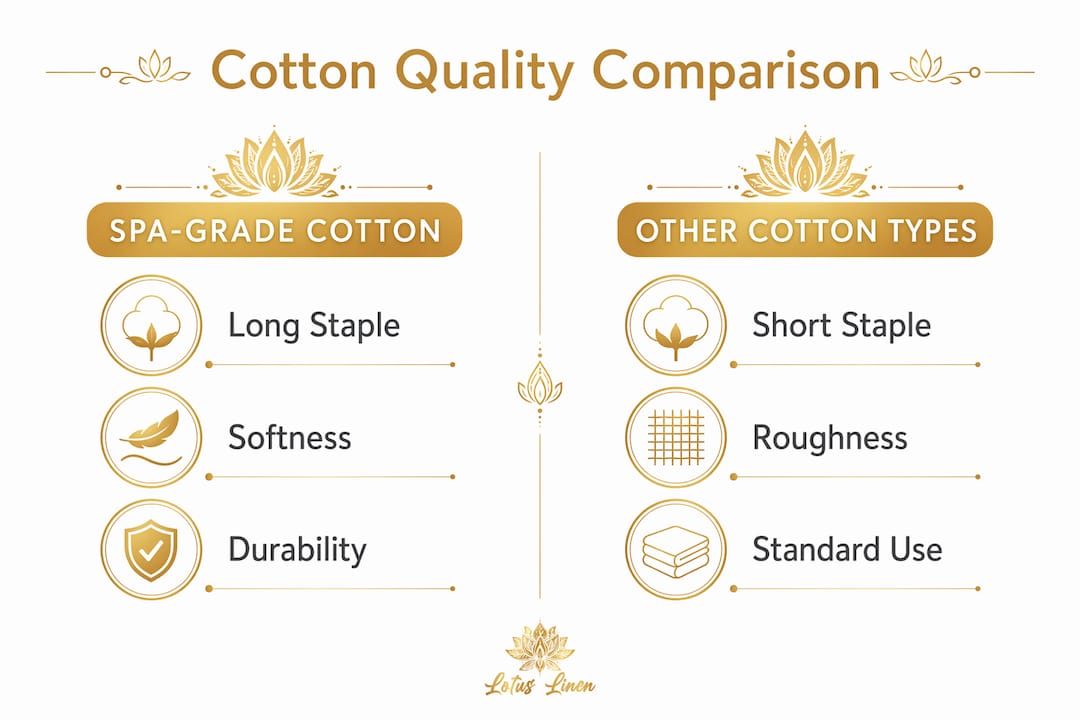 Infographic comparing spa-grade cotton and other cotton types