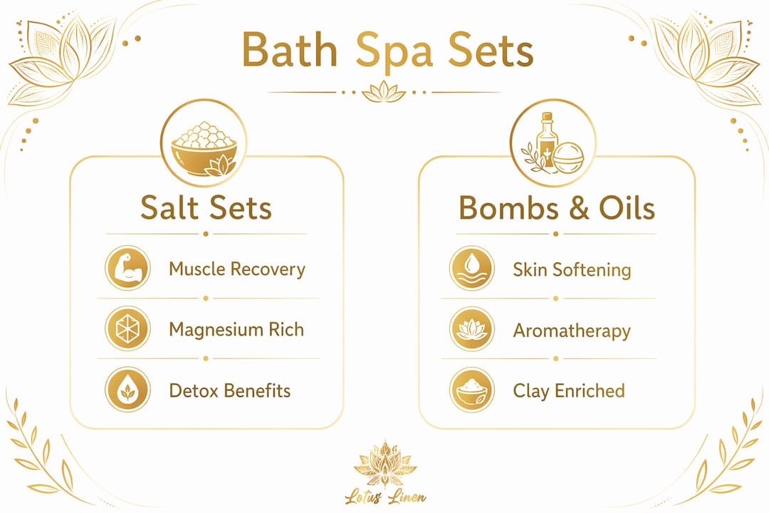 Infographic comparing types of bath spa sets