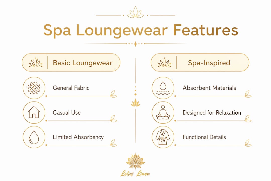 Infographic comparing basic loungewear and spa-inspired loungewear features