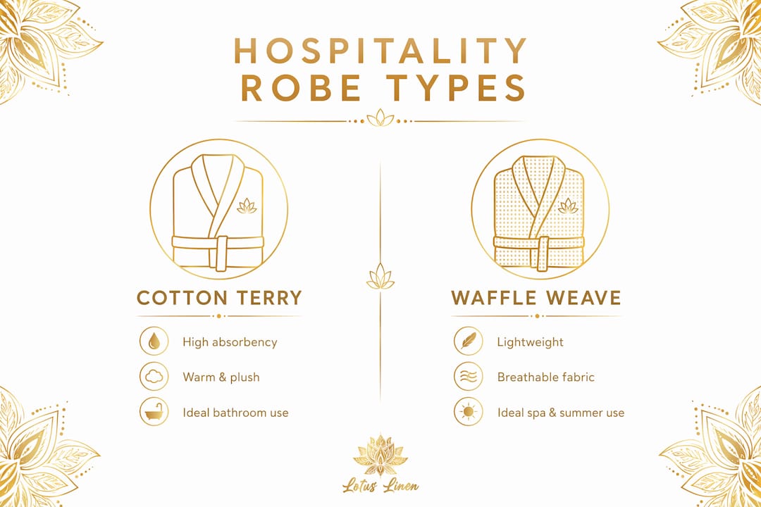 Infographic comparing hotel robe fabric types