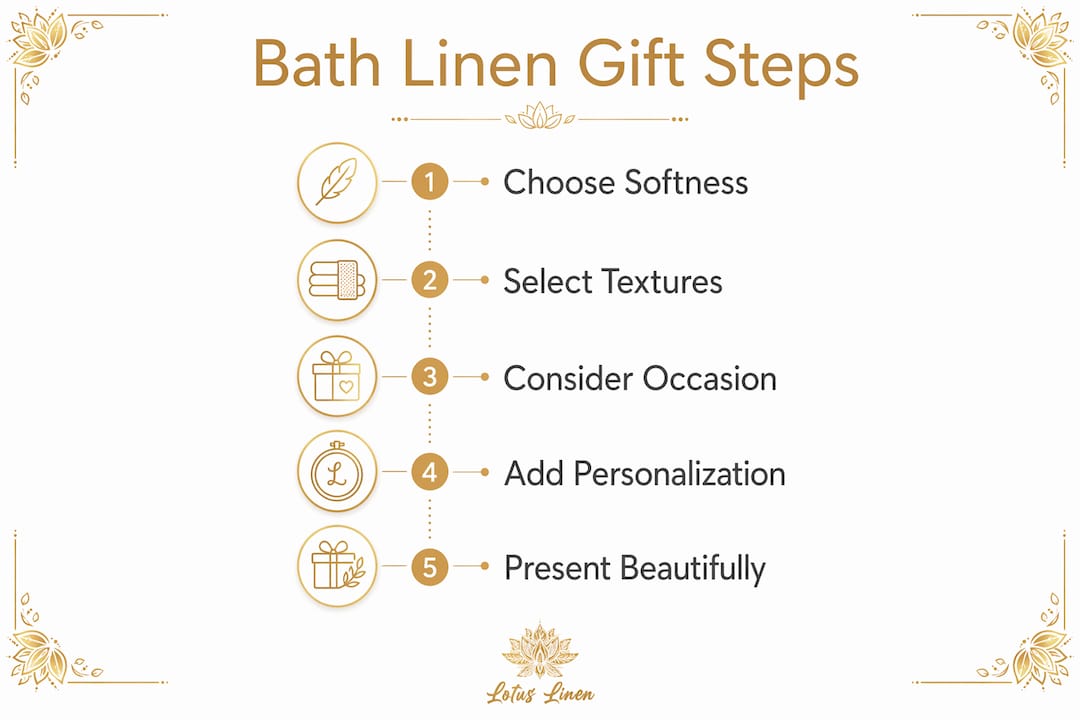 Infographic outlining bath linen gifting steps