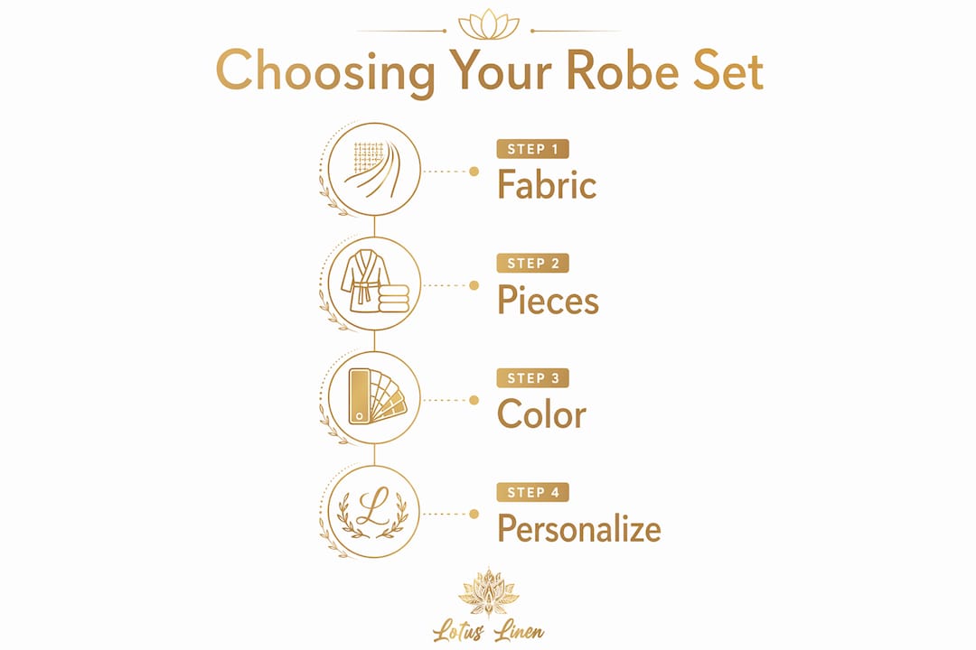 Infographic showing steps to choose honeymoon robe set
