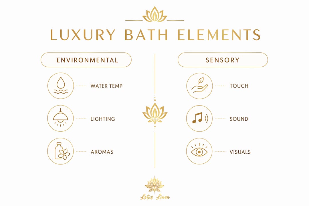 Infographic comparing environmental and sensory elements of luxury baths
