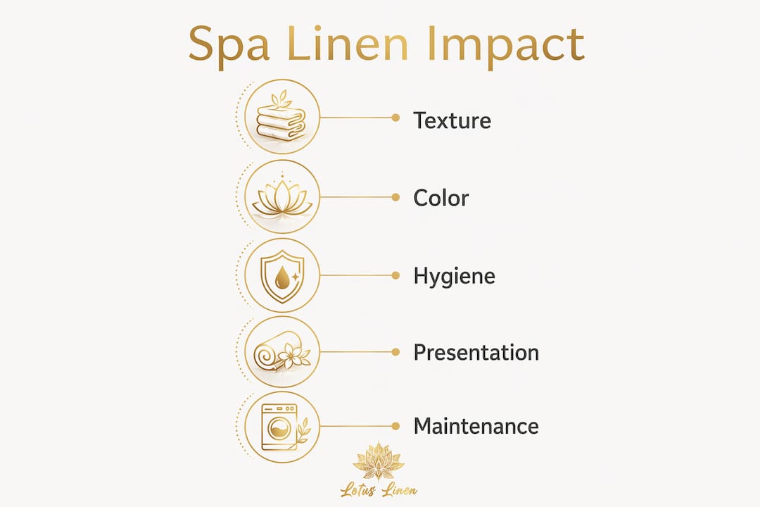 Infographic showing five key sensory aspects of spa linen ambiance