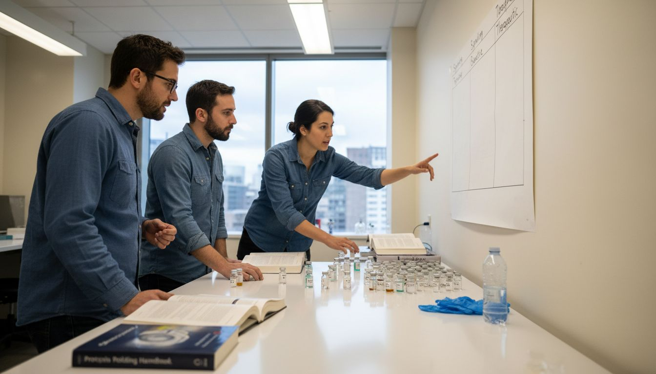 Researchers comparing peptide categories