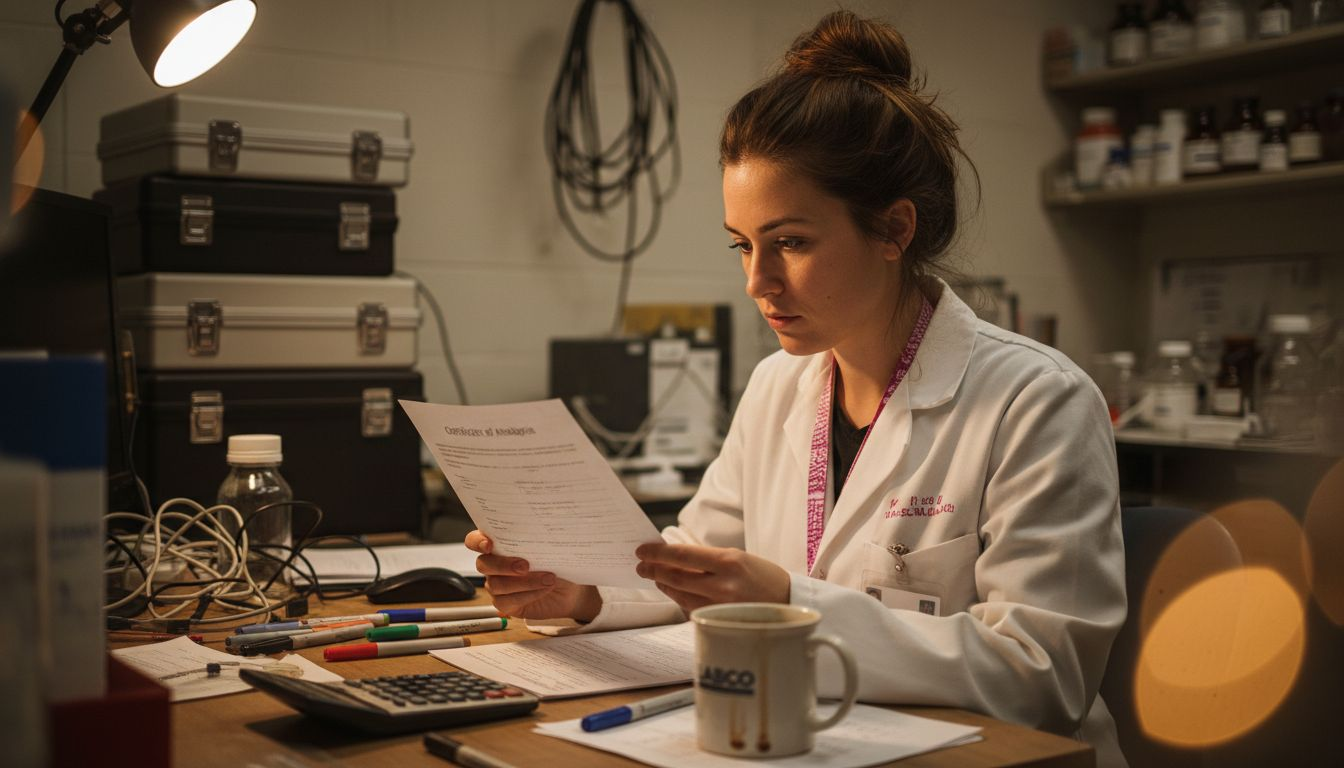 Assistant checking certificate of analysis documentation