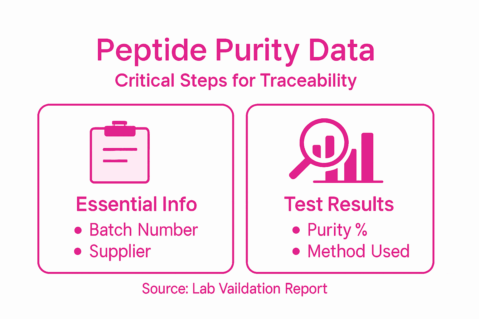 Infographic showing peptide purity data steps