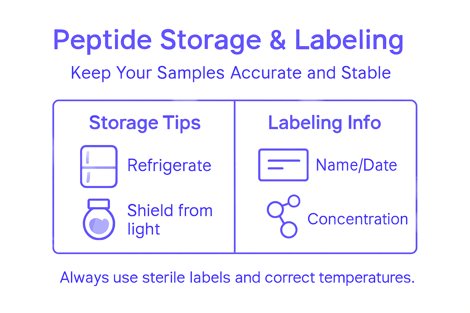 Infographic for peptide storage and labeling tips