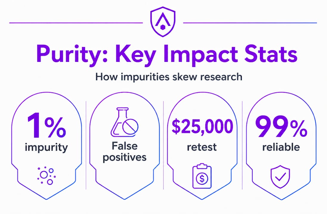Infographic showing peptide purity statistics and impact