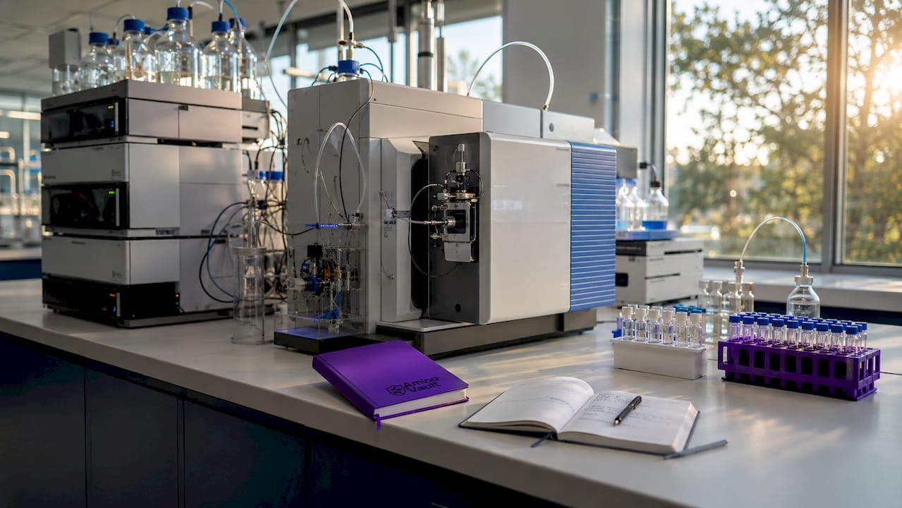 Close-up of chromatography instruments in lab