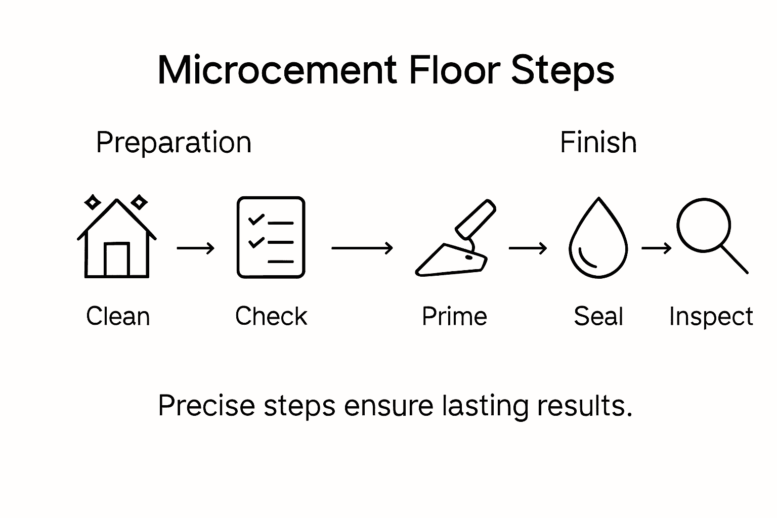 Infographic with microcement floor step sequence