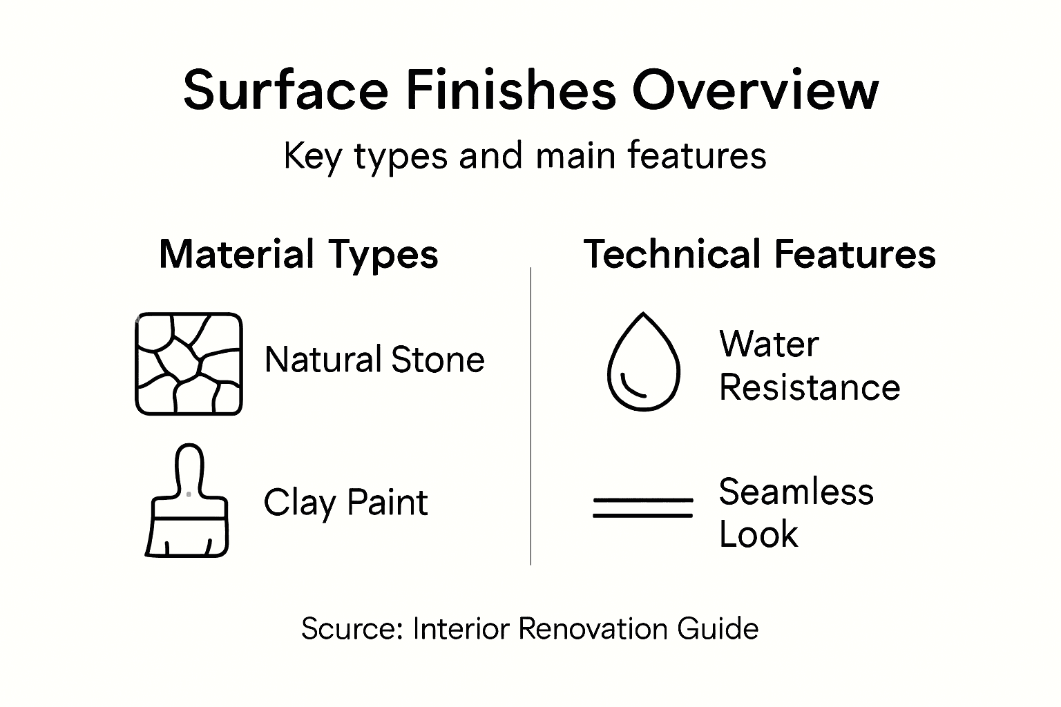 Infographic summarizing decorative surface finish types