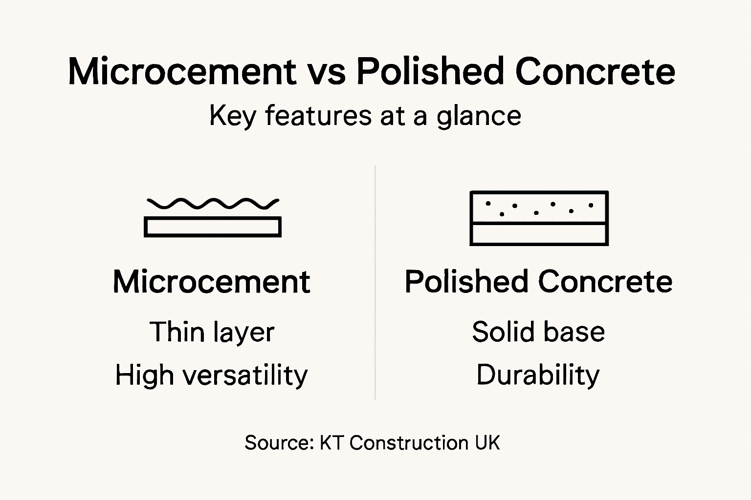 Infographic comparing microcement and polished concrete