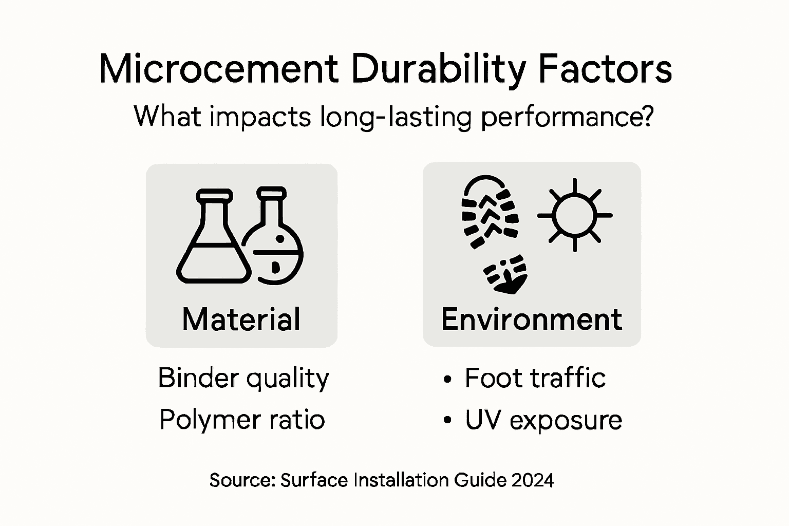 Infographic showing microcement durability key factors
