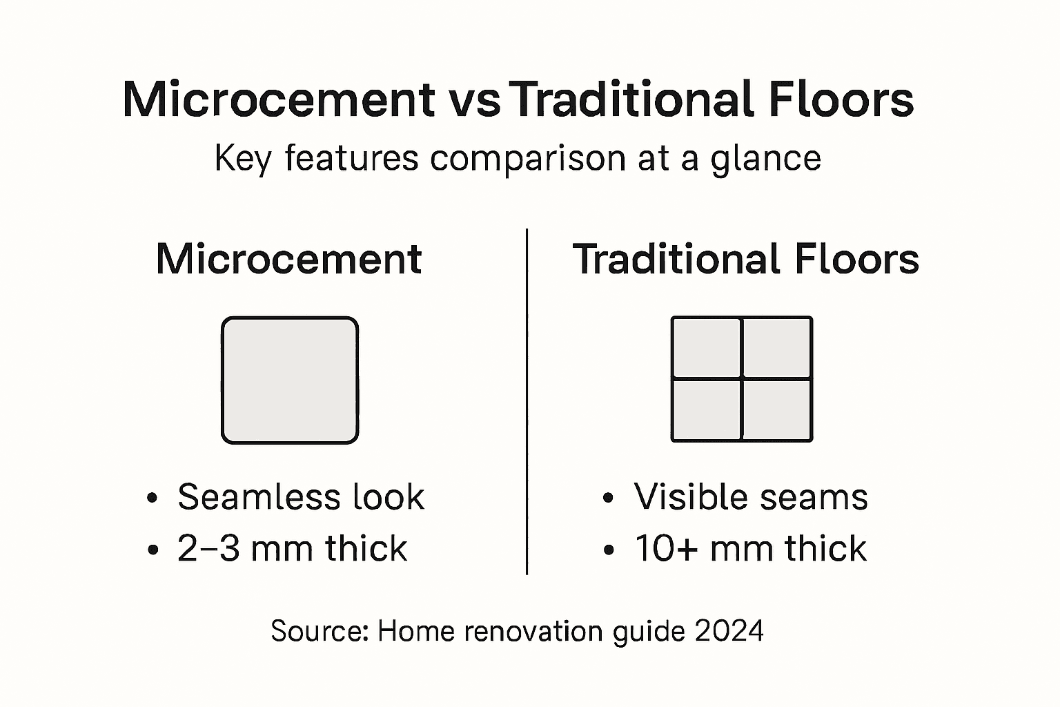 Infographic comparing microcement and traditional flooring