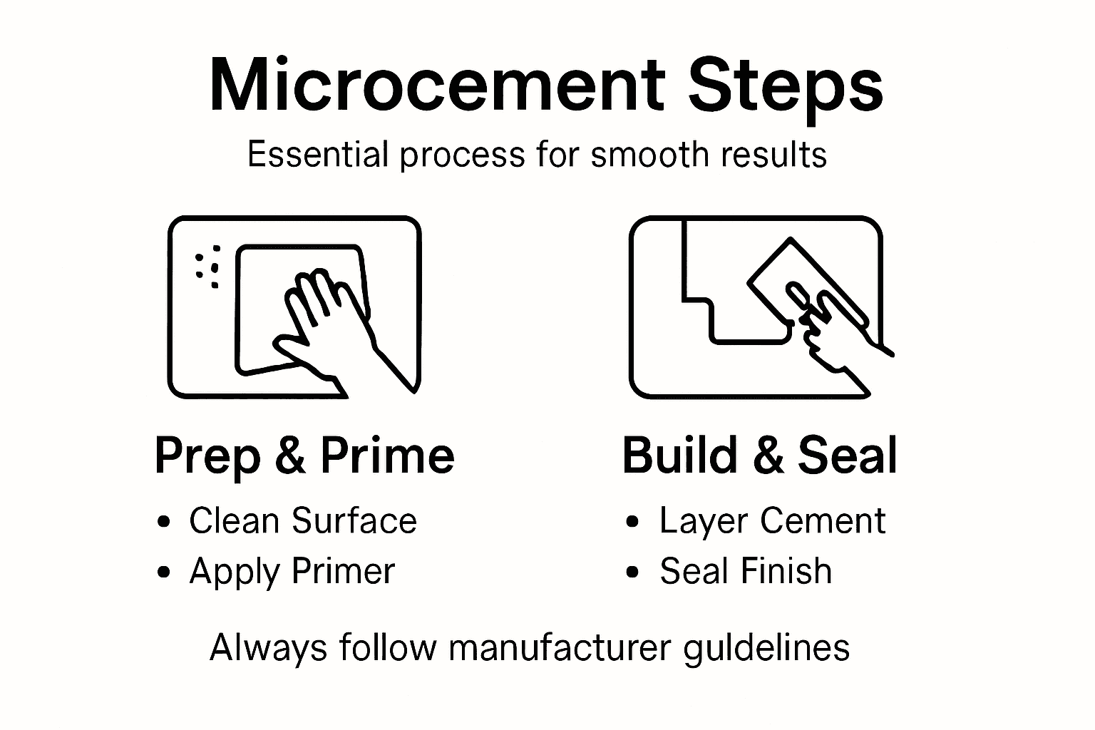 Infographic outlining steps for bathroom microcement