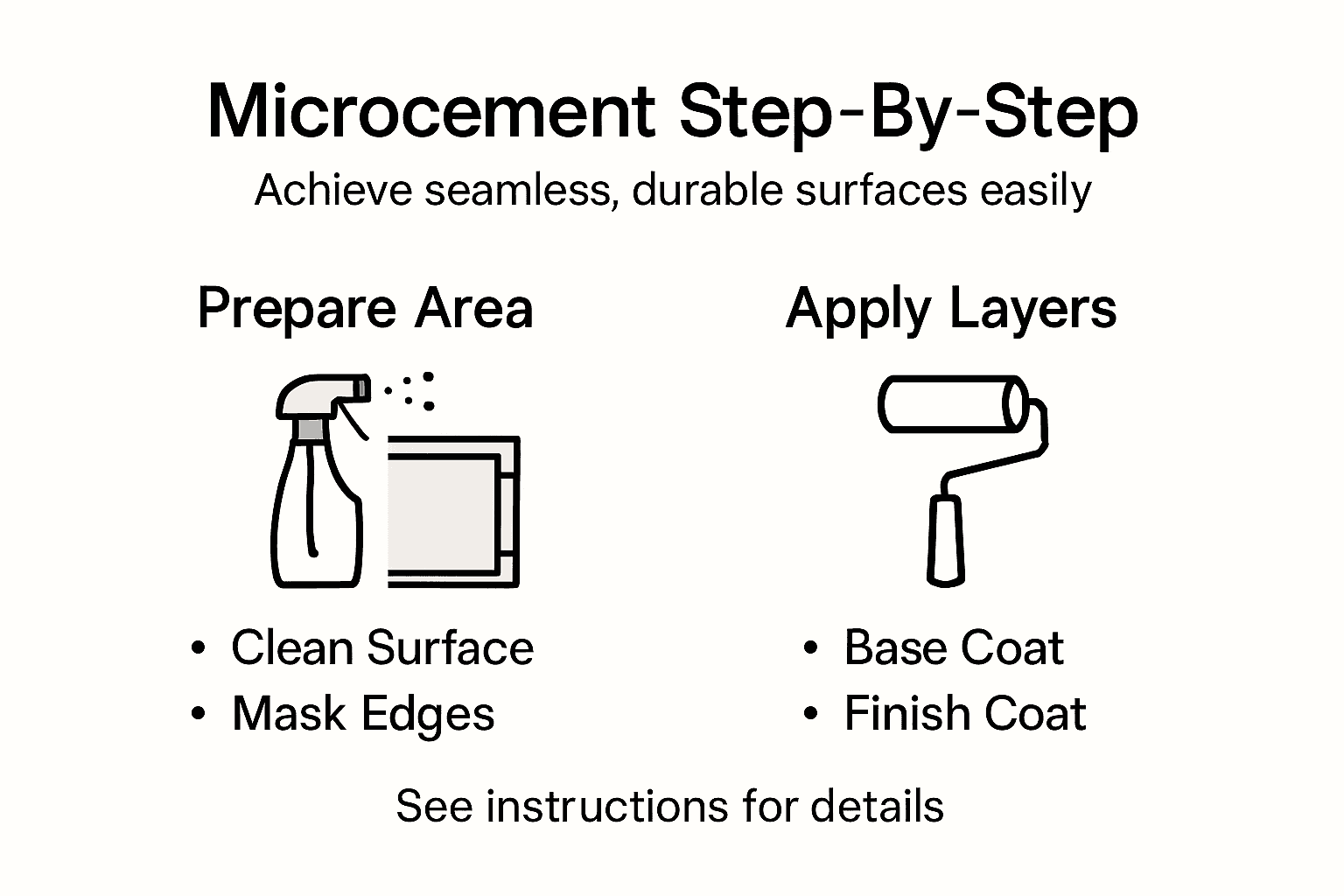 Infographic overview with microcement application steps