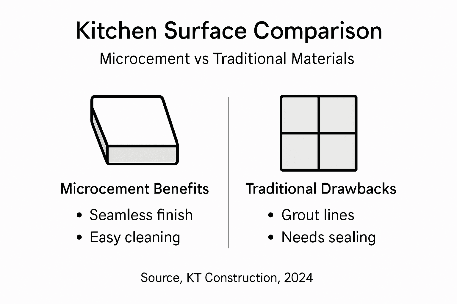 Infographic comparing microcement and traditional surfaces