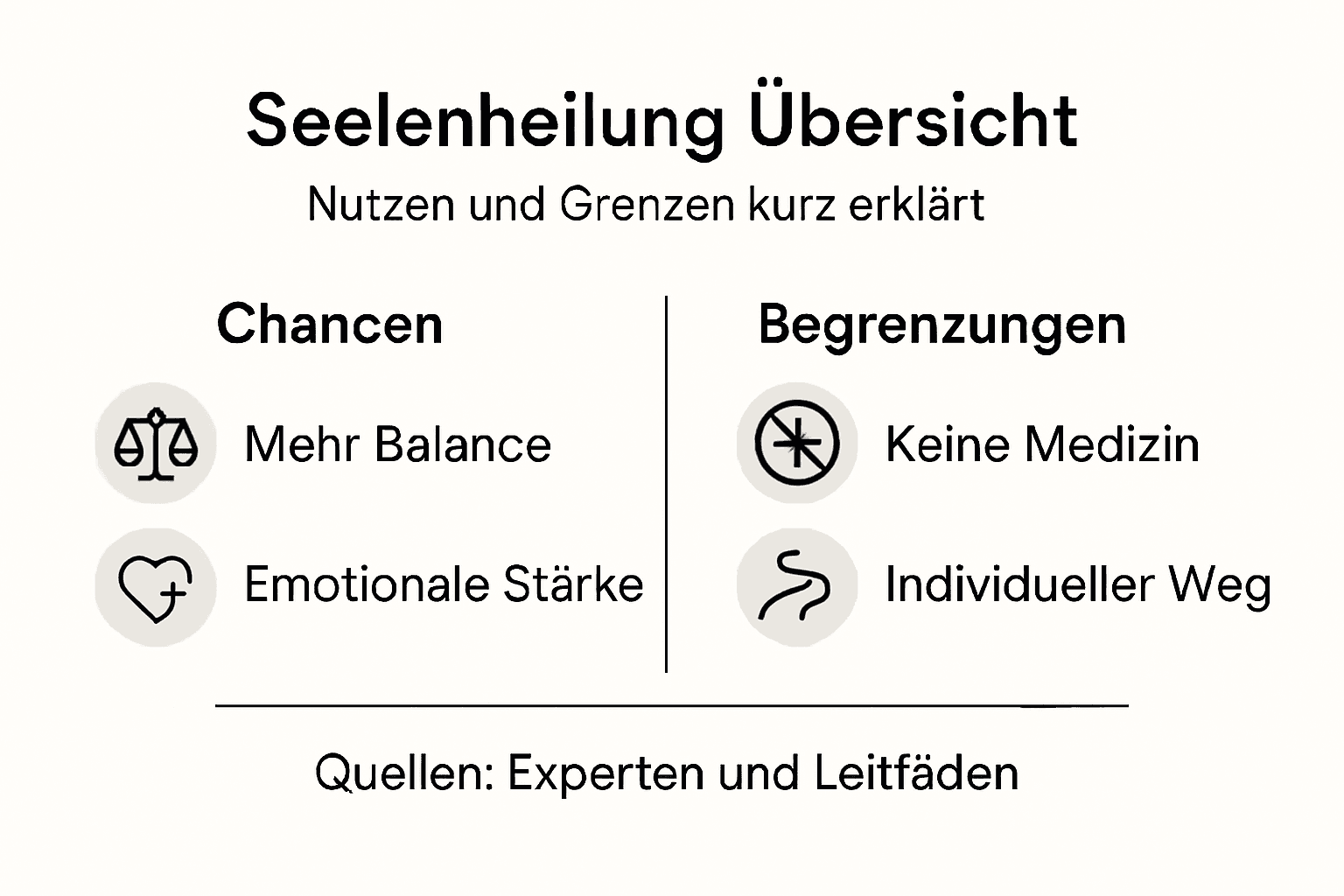 Seelenheilung: Wege zu innerer Balance und Selbstheilung 1 Infografik: Seelenheilung – Möglichkeiten und Grenzen