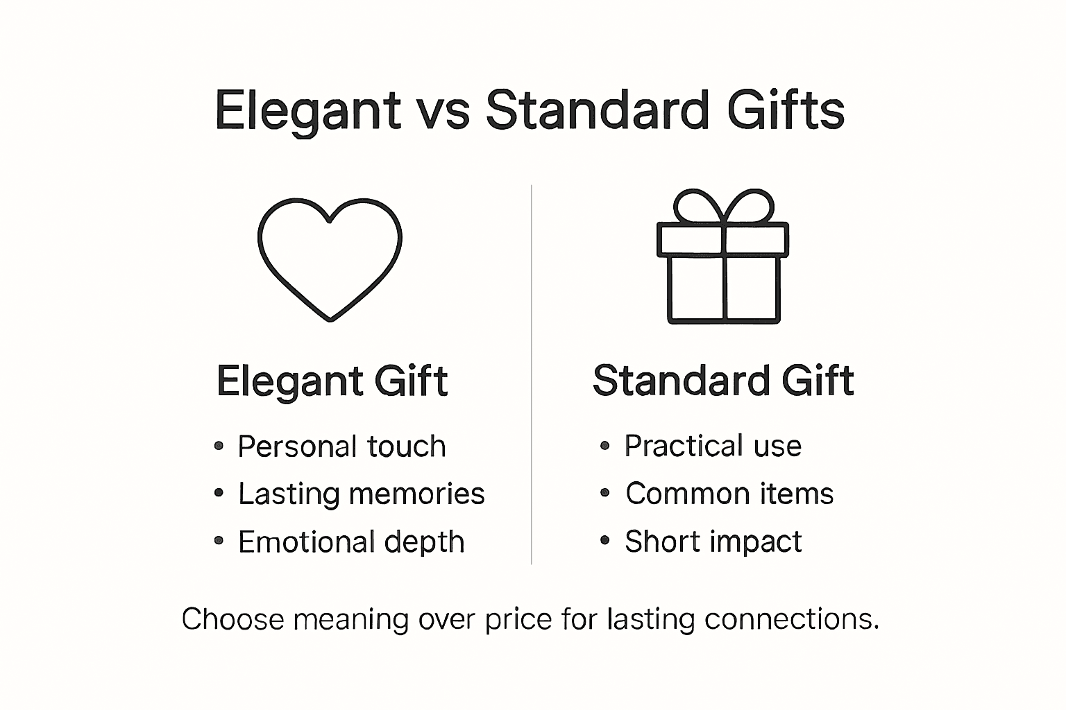 Infographic comparing elegant and standard gifts
